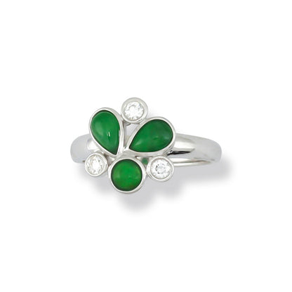 Green Jadeite Jade 18K White Gold Ring | UPC #407350