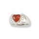18K WHITE GOLD RED JADEITE JADE HEART RING WITH DIAMONDS UPC #342354