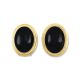 14K YELLOW GOLD BLACK NEPHRITE JADE OVAL EARRING UPC #305540