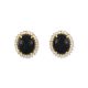 14K YELLOW GOLD BLACK NEPHRITE JADE AND DIAMOND EARRING UPC #262089