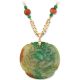14K YELLOW GOLD GREEN AND RED JADEITE JADE CARVED MEDALLION NECKLACE UPC #323742