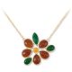 14K YELLOW GOLD GREEN & RED JADEITE JADE CLUSTER NECKLACE UPC #360310