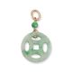 14K YELLOW GOLD GREEN JADEITE JADE CARVED COIN  PENDANT UPC #376649