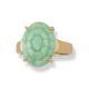 14K YELLOW GOLD GREEN JADEITE JADE CARVED FLORAL RING UPC #369610