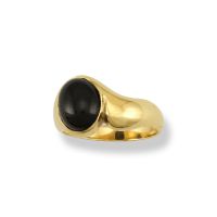 14K YELLOW GOLD BLACK NEPHRITE JADE RING UPC #015852