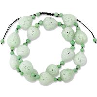 GREEN JADEITE JADE CARVED PEAR-SHAPED BEAD NECKLACE ON CORD UPC #336537